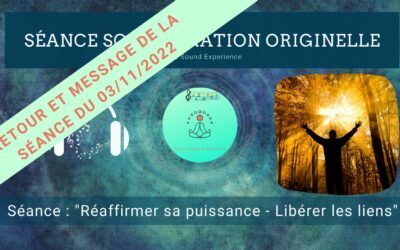 Retour et message reçu lors de la séance SonoVibration Originelle spéciale « Réaffirmer sa puissance – Libérer les liens » du 03/11/2022