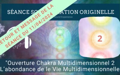 Retour et message reçu lors de la séance SonoVibration Originelle spéciale “Ouverture Chakra Multidimensionnel 2 – L’abondance de le Vie Multidimensionnelle” du 11/04/2024