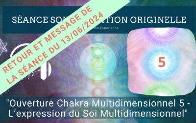 Retour et message reçu lors de la séance SonoVibration Originelle : “Ouverture Chakra Multidimensionnel 5 – L’expression du Soi Multidimensionnel” du 13/06/2024