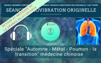 Retour et message reçu lors de la séance SonoVibration Originelle spéciale “Automne – Métal – Poumon – la transition” médecine chinoise du 7/8/2024